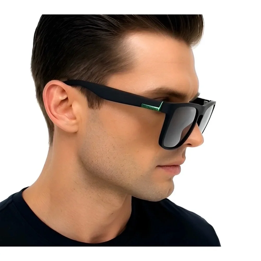 Mens Black Polarized Sunglasses Square Frame Sport Wrap Outdoor Hip Hop Gangster